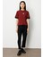 Önü Taşlı Sıfır Yaka Bluz Bordo-Siyah 61331 3