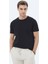 Siyah Düz Bisiklet Yaka Pamuk Karışımlı T-Shirt 1