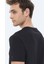 Siyah Düz Bisiklet Yaka Pamuk Karışımlı T-Shirt 5