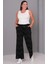 Kadın Büyük Beden Siyah, Taş Detaylı, Bağcıklı, Cepli Eşofman Alt 65N39140 6