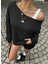 Kadın Düz Siyah Oversize Sweatshirt Sokak Stili, Rahat Kesim 2