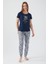 Friday Feelings Lacivert Kadın Kısa Kol Pijama Takım 7