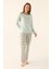 Açık Mint Kadın Uzun Kol Pijama Takım 7
