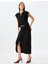 Slim Fit Drapeli Midi Boy Asimetrik Kruvaze Etek 6