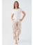 Button Leaf Detail Krem Kadın Kısa Kol Pijama Takım 6