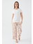 Button Leaf Detail Krem Kadın Kısa Kol Pijama Takım 7