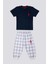 Square Pattern Lacivert Bebek T-shirt Takım 5