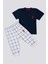 Square Pattern Lacivert Bebek T-shirt Takım 6