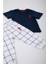 Square Pattern Lacivert Bebek T-shirt Takım 7