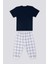 Square Pattern Lacivert Bebek T-shirt Takım 8