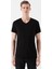 Erkek V Yaka Streç Siyah Basic Tişört 061748-900 1