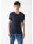 Stretch V Yaka Lacivert Basic Tişört 061748-17588 10