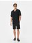 Kumaş Şort Bermuda Slim Fit Düğmeli Cepli Katlı Paça - Koton - 4SAM40064HW - Siyah - 38 6