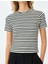 Viskon Karışımlı Kısa Kollu Bisiklet Yaka Çizgili Tişört 10