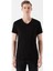 Erkek V Yaka Streç Siyah Basic Tişört 061748-900 6