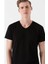 Erkek V Yaka Streç Siyah Basic Tişört 061748-900 9