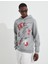 Basic Kapşonlu Sweatshirt Şardonlu Slogan Baskılı Uzun Kollu 6