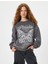 Oversize Sweatshirt Kelebek Baskılı Bisiklet Yaka Şardonlu 6