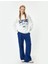 Oversize Kapüşonlu Sweatshirt Kolej Işlemeli Uzun Kollu Şardonlu 7