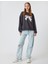 Oversize Sweatshirt Fiyonk Baskılı Bisiklet Yaka Şardonlu 7