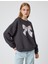Oversize Sweatshirt Fiyonk Baskılı Bisiklet Yaka Şardonlu 8