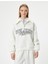 Kolej Sweatshirt Baskılı Yarım Fermuarlı Relax Fit Işlemeli Ribanalı 8