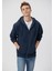 Erkek Mavi Logolu Kapüşonlu Fermuarlı Lacivert Sweatshirt 066979-70490 8