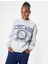 Oversize Sweatshirt Kolej Baskılı Bisiklet Yaka Şardonlu 6