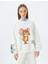 Tom ve Jerry Baskılı Bisiklet Yaka Şardonlu Rahat Kalıp Lisanslı Sweatshirt - Koton - 5WAL10195IK - Ekru - S 9