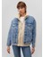 Rubina 90lar Açık Mavi Suni Kürklü Jean Ceket 1110278-88589 17