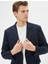 Blazer Ceket Slim Fit Cep Detaylı Düğmeli Mono Yaka 6