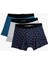 Desenli Pamuklu Basic 3'lü Boxer Seti 1