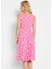 Kadın Büyük Beden Pembe Puan Desenli Anvelop Arka Bel Lastik Detaylı Elbise 65N19620 4