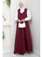 Ikili Gabardin Yelek Etek Takım 1400 - Bordo 1