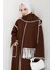 Arlin Atkılı Kaşe Uzun Ceket 1591 - Kahve 4