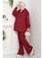 Kapüşonlu Düğme Detaylı Scuba Takım 1592 - Bordo 3