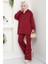 Kapüşonlu Düğme Detaylı Scuba Takım 1592 - Bordo 5