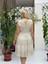NC10143 Italyan Askılı Dantelli Coton Elbise Krem 5