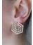 Vıp Çelik 14K Altın Kaplama Zirkon Taş Işlemeli Hexagon/altıgen Küpe 3