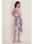 Kadın Renkli Ip Askılı Bel Lastik Detaylı Çiçek Desenli Astarlı Elbise 2