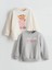 Lcw Kids Ekru Ayı Teddy Baskılı Kız Çocuk Kalın Sweatshirt 2'li 1