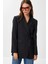 Vatkalı Bağlama Detaylı Dokuma Blazer Ceket LDW0005 Siyah 1