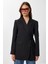 Vatkalı Bağlama Detaylı Dokuma Blazer Ceket LDW0005 Siyah 5