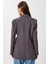 Vatkalı Bağlama Detaylı Dokuma Blazer Ceket LDW0005 Füme 5