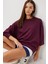 Oversize Basic Yumuşak Modal Sweatshirt LUB0249 Mürdüm 1
