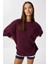 Oversize Basic Yumuşak Modal Sweatshirt LUB0249 Mürdüm 2