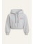 Kız Çocuk Kapşonlu Crop Sweatshirt - Gri 1