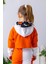 Kız Çocuk Kapüşonlu Crop Sweatshirt - Oranj 2