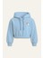 Kız Çocuk Kapşonlu Crop Sweatshirt - Mavi 1