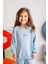 Kız Çocuk Nakışlı Sweatshirt - Mavi 1